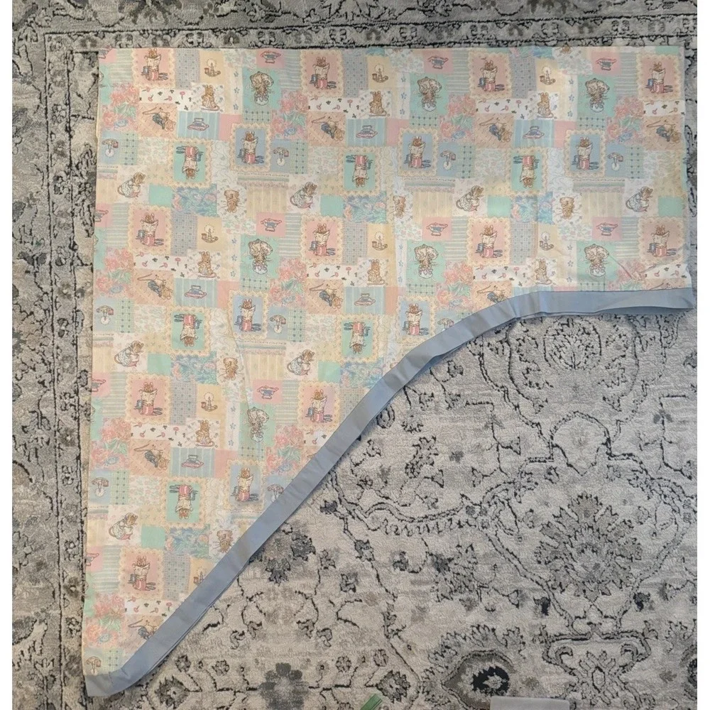 Vintage Peter Rabbit L Tiered Valance 86 X 47 Lined Homemade Rare Print Nursery